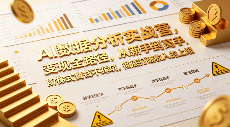 AI数据分析实战营，变现全路径，从新手到高手，阶梯式賺钱不踩坑，彻底打破收入的上限-明楼资源站