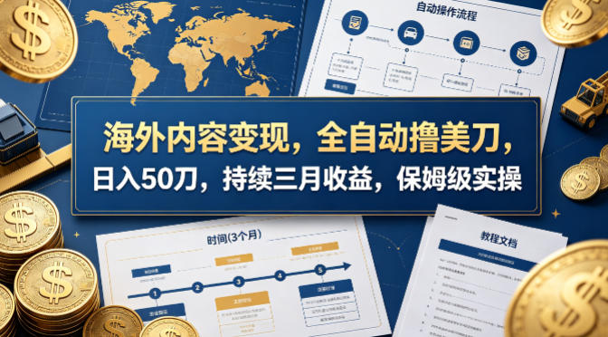 海外内容变现，全自动撸美刀，日入50刀，持续三月收益，保姆级实操【揭秘】-明楼资源站