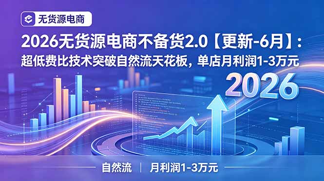 2026无货源电商不备货2.0【更新-7月】：超低费比技术突破自然流天花板，单店月利润1-3万元-明楼资源站