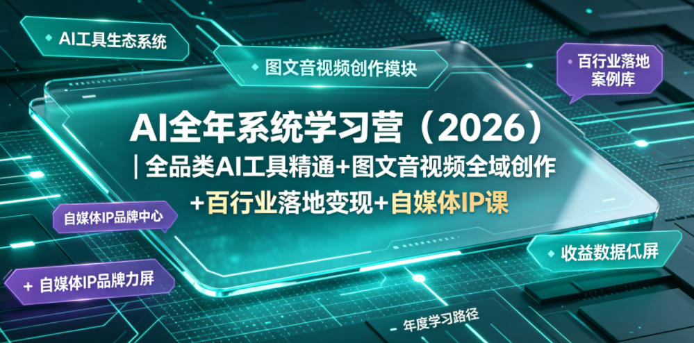 AI全年系统学习营(2026)｜全品类AI工具精通+图文音视频全域创作+百行业落地变现+自媒体IP打造年度进阶大课-明楼资源站