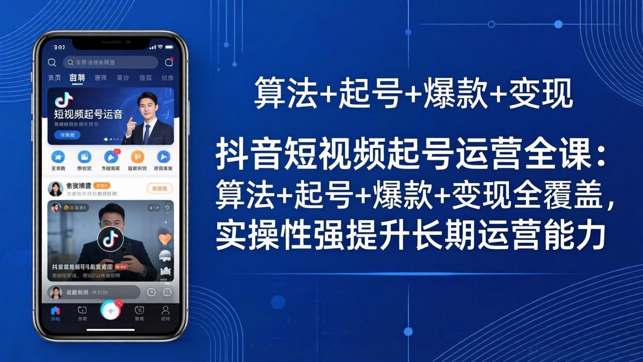 抖音短视频起号运营全课：算法+起号+爆款+变现全覆盖，实操性强提升长期运营能力-明楼资源站