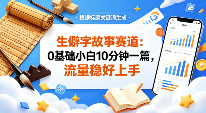 公众号流量主——生僻字故事赛道，流量稳，好上手，0基础小白也能10分钟一篇-明楼资源站