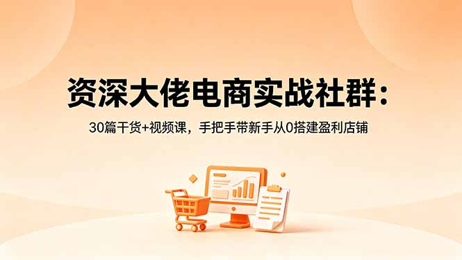 资深大佬电商实战社群：30篇干货+视频课，手把手带新手从0搭建盈利店铺-明楼资源站