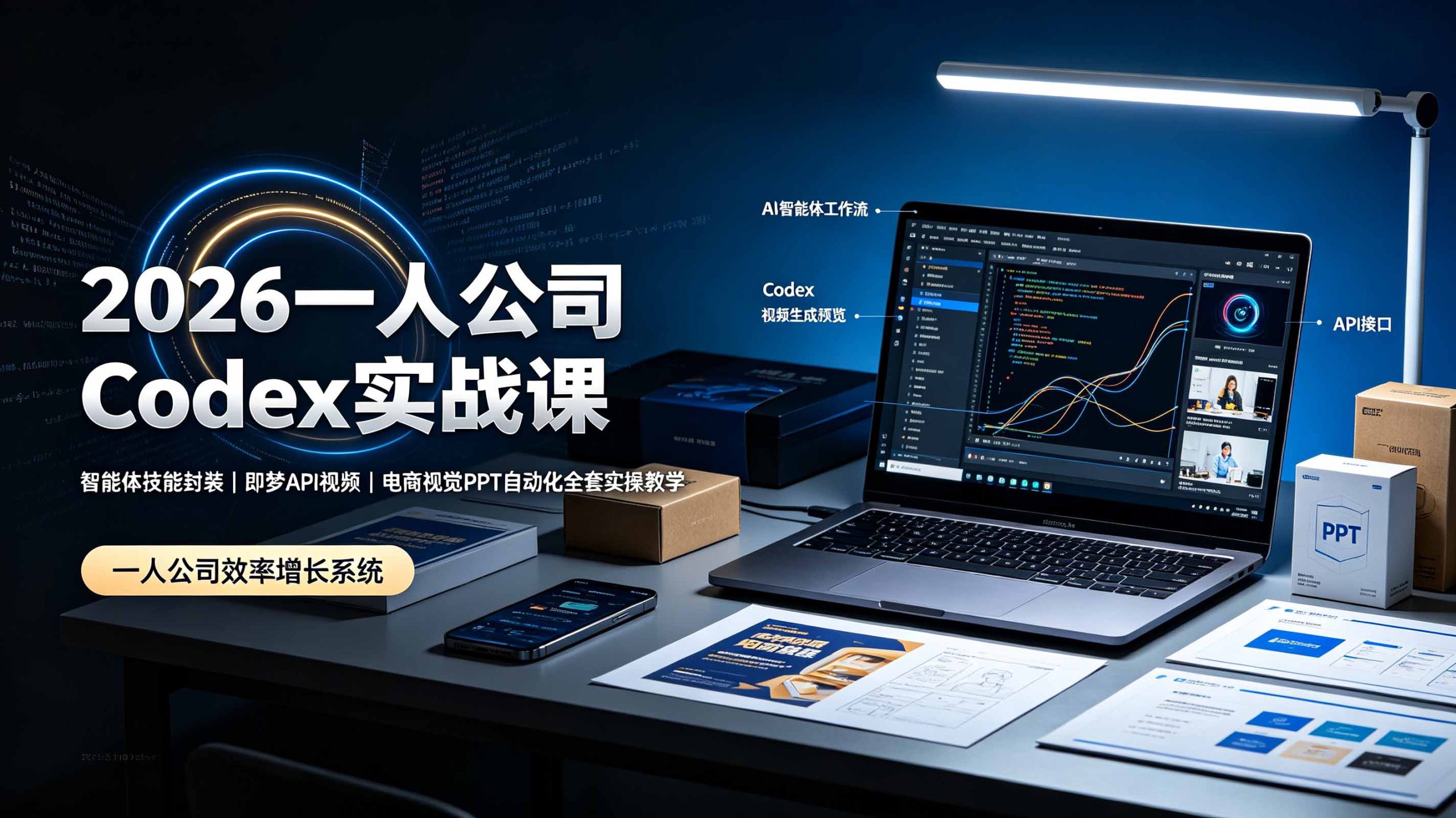 2026一人公司Codex实战课◆智能体技能封装｜即梦API视频｜电商视觉PPT自动化全套实操教学-明楼资源站