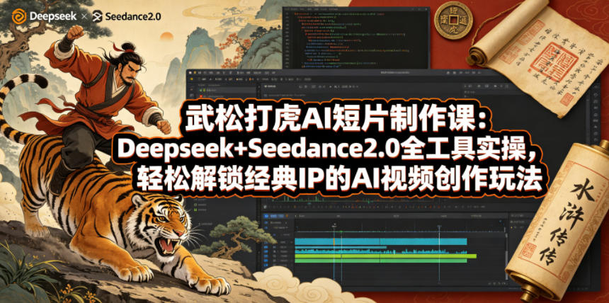 武松打虎AI短片制作课：Deepseek+Seedance2.0全工具实操，轻松解锁经典IP的AI视频创作玩法-明楼资源站