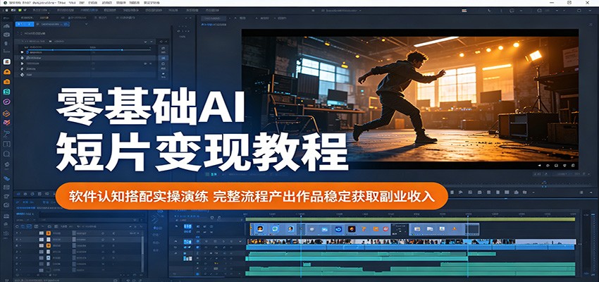 零基础AI短片变现教程：软件认知搭配实操演练，完整流程产出作品稳定获取副业收入-明楼资源站