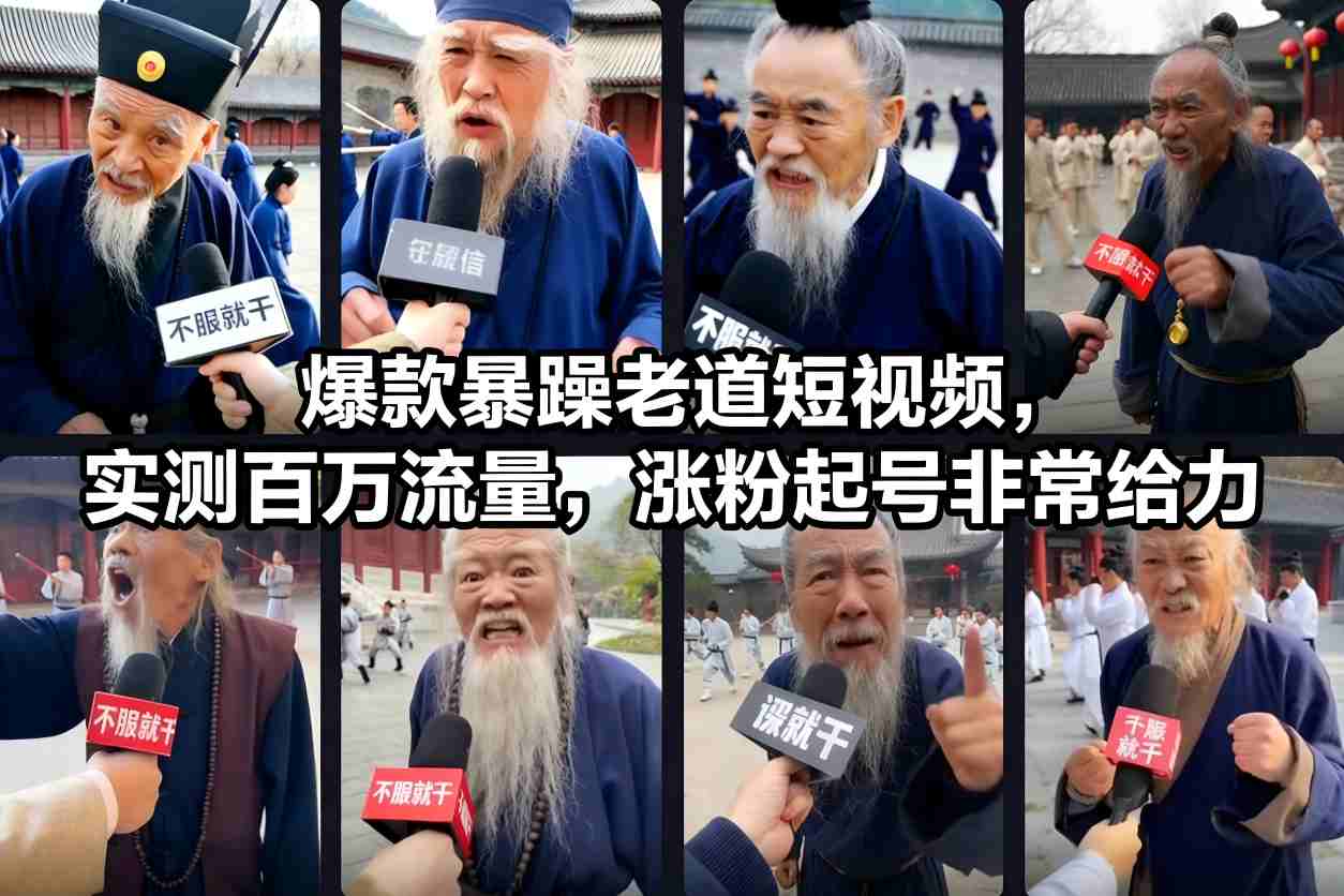 爆款暴躁老道短视频，实测百万流量，涨粉起号非常给力-明楼资源站