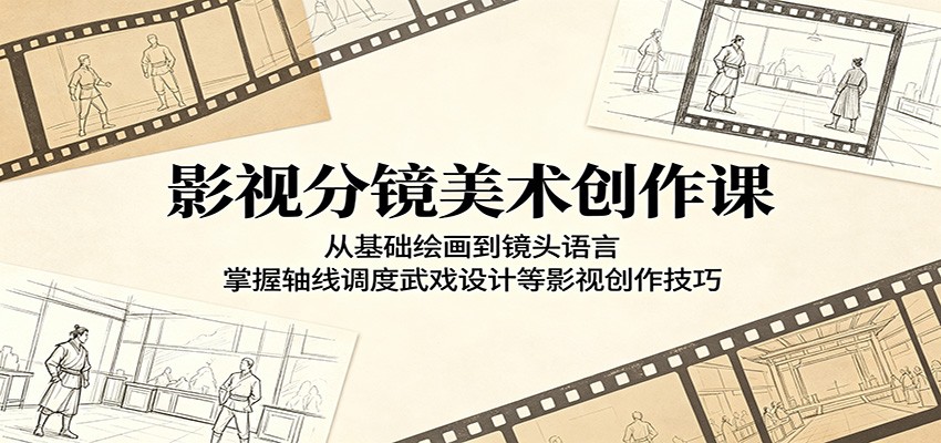 影视分镜美术创作课：从基础绘画到镜头语言，掌握轴线调度武戏设计等影视创作技巧-明楼资源站