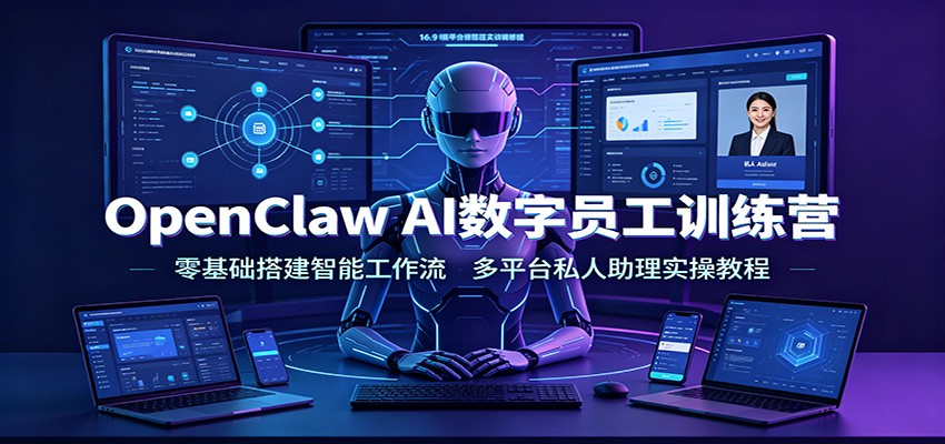 OpenClaw AI数字员工训练营：零基础搭建智能工作流，多平台私人助理实操教程-明楼资源站