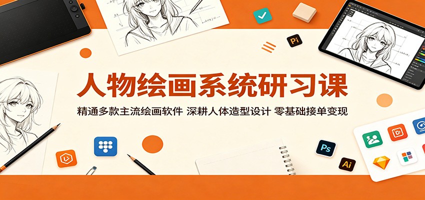 人物绘画系统研习课：精通多款主流绘画软件，深耕人体造型设计，零基础接单变现-明楼资源站