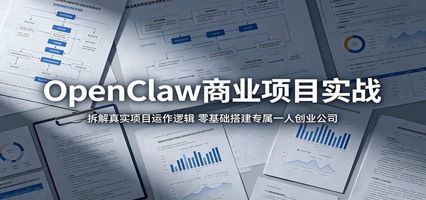 OpenClaw商业项目实战：拆解真实项目运作逻辑，零基础搭建专属一人创业公司-明楼资源站