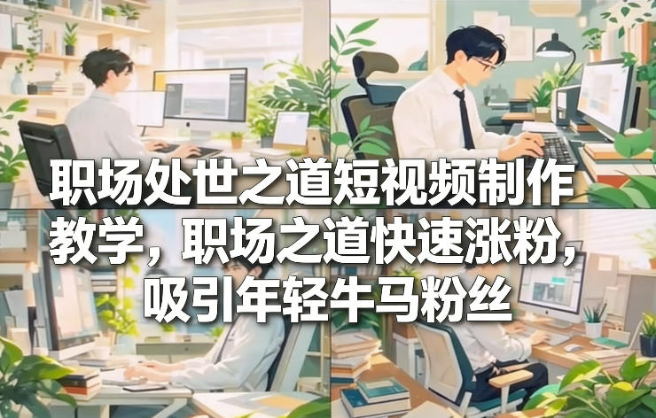 职场处世之道短视频制作教学，职场之道快速涨粉，吸引年轻牛马粉丝-明楼资源站