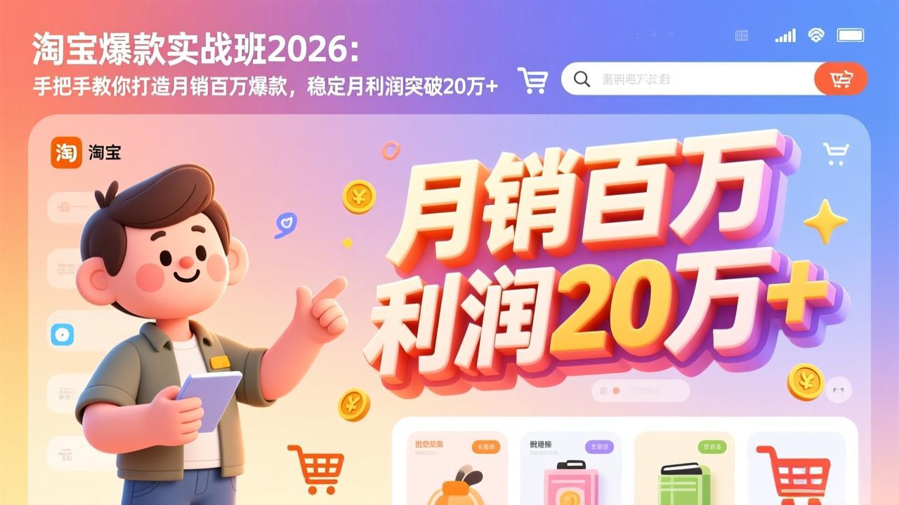 淘宝爆款实战班-2026年2月更新：手把手教你打造月销百万爆款，稳定月利润突破20万+-明楼资源站