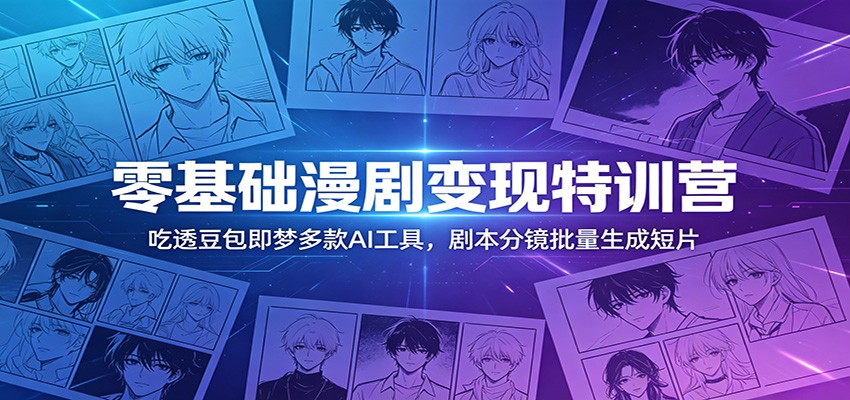 零基础漫剧变现特训营：玩转豆包即梦多款AI工具，剧本分镜批量生成短片-明楼资源站