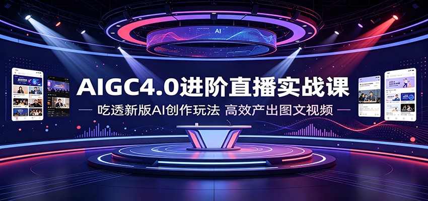 AIGC4.0进阶直播实战课：吃透新版AI创作玩法，高效产出图文视频-明楼资源站