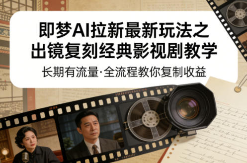 即梦AI拉新最新玩法之出镜复刻经典影视剧教学，长期有流量，全流程教你复制收益-明楼资源站