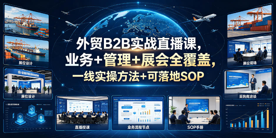 外贸B2B实战直播课，业务+管理+展会全覆盖，一线实操方法+可落地SOP-明楼资源站