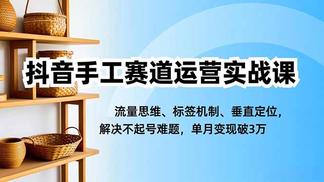 抖音手工赛道运营实战课,流量思维、标签机制、垂直定位,解决不起号难题,单月变现破3万-明楼资源站