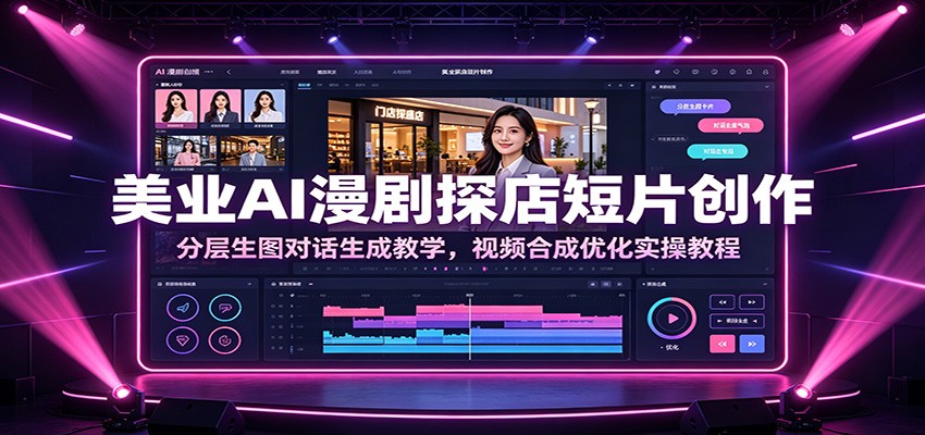美业AI漫剧探店短片创作：分层生图对话生成教学，视频合成优化实操教程-明楼资源站