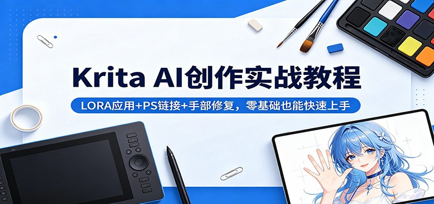 Krita AI创作实战教程：LORA应用+PS链接+手部修复，零基础也能快速上手-明楼资源站