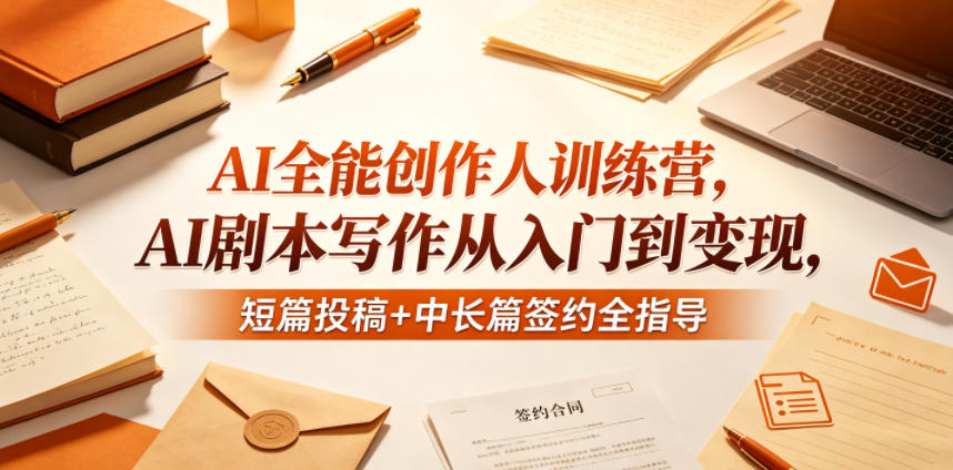 AI全能创作人训练营，AI剧本写作从入门到变现，短篇投稿+中长篇签约全指导-明楼资源站