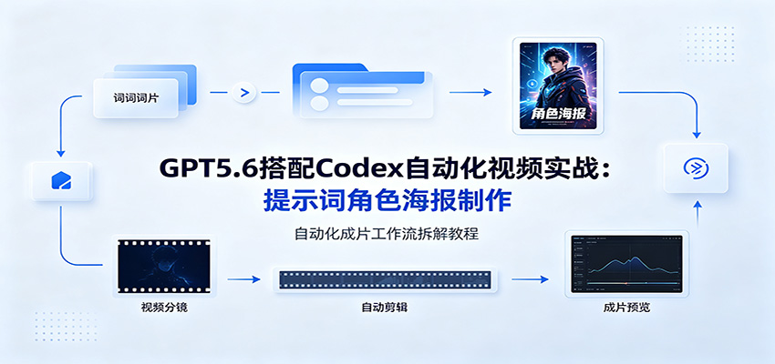 GPT5.6搭配Codex自动化视频实战：提示词角色海报制作，自动化成片工作流拆解教程-明楼资源站