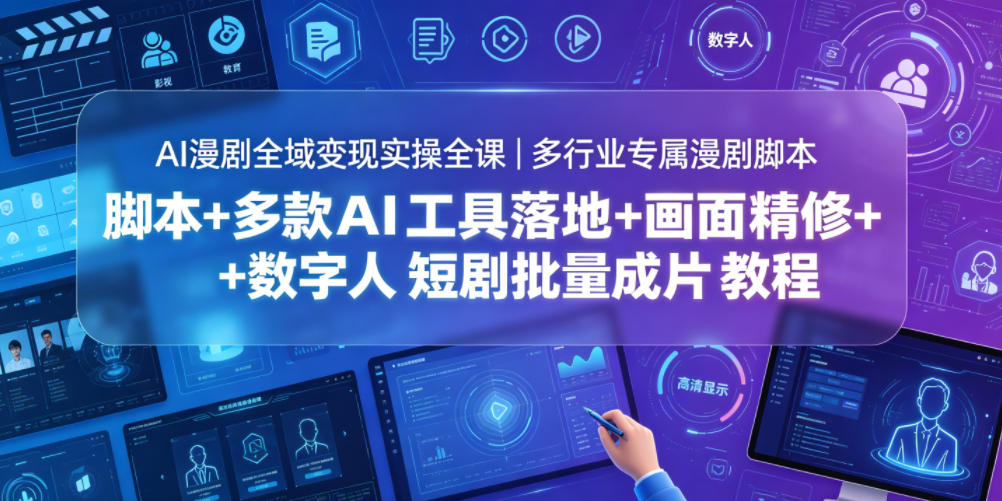 AI漫剧全域变现实操全课｜多行业专属漫剧脚本+多款AI工具落地+画面精修+数字人短剧批量成片全教程-明楼资源站