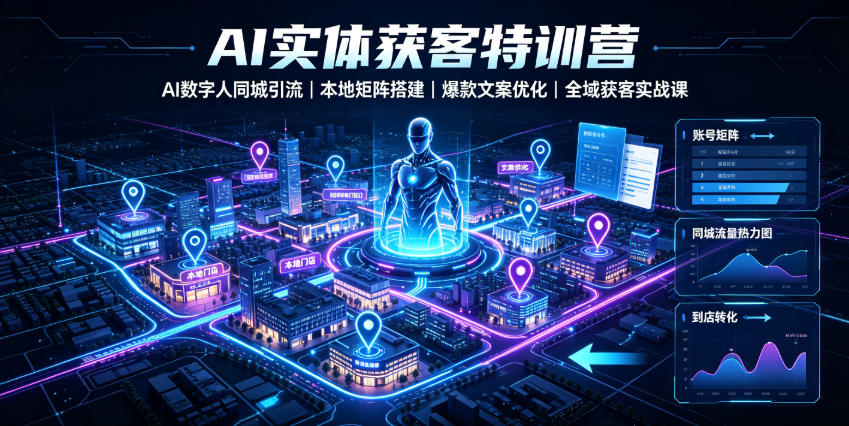 AI实体获客特训营｜AI数字人同城引流、本地矩阵搭建、爆款文案优化全域获客实战课-明楼资源站