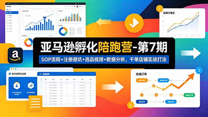 亚马逊孵化陪跑营-第7期：SOP流程+注册避坑+选品梳理+数据分析，千单店铺实战打法-明楼资源站