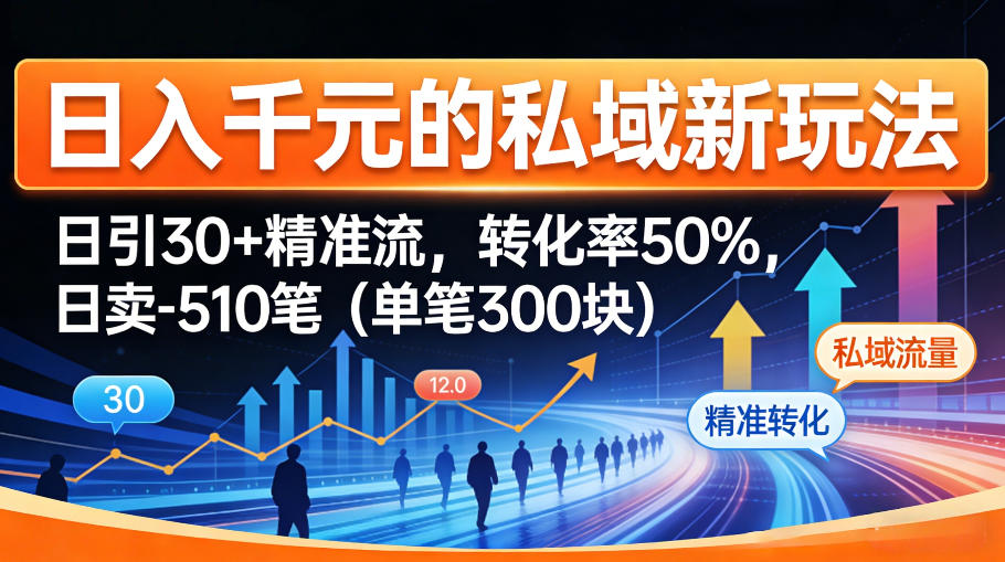 日入千米的私域新玩法：日引30＋精准流，转化率50%，日卖5-10笔(单笔300米)-明楼资源站