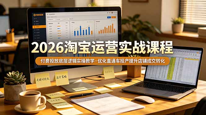 2026 淘宝运营实战课程，付费投放底层逻辑实操教学，优化直通车投产提升店铺成交转化-明楼资源站