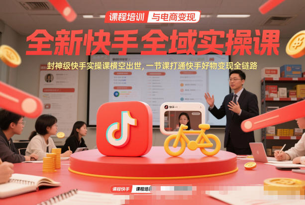全新快手全域实操课，封神级快手实操课横空出世，一节课打通快手好物变现全链路-明楼资源站