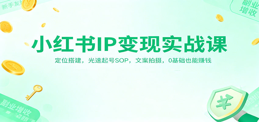 小红书IP变现实战课：定位搭建，光速起号SOP，文案拍摄，0基础也能赚钱-明楼资源站