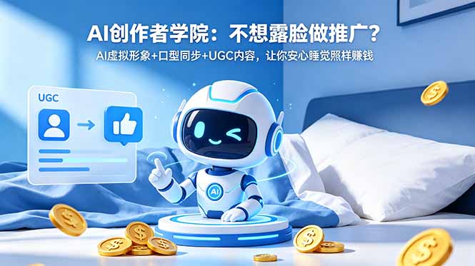 AI创作者学院：不想露脸做推广？AI虚拟形象+口型同步+UGC内容，让你安心睡觉照样赚钱-明楼资源站