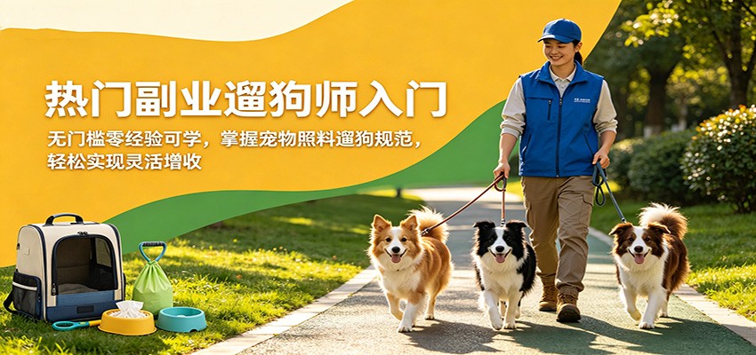 热门副业遛狗师入门，无门槛零经验可学，掌握宠物照料遛狗规范，轻松实现灵活增收-明楼资源站