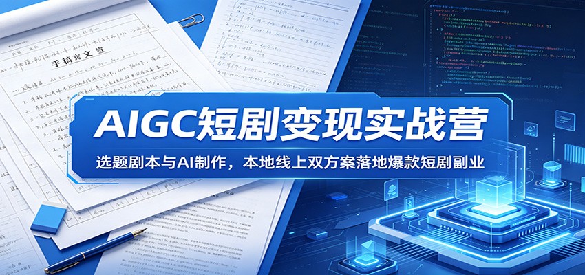 AIGC短剧变现实战营：选题剧本与AI制作，本地线上双方案落地爆款短剧副业-明楼资源站
