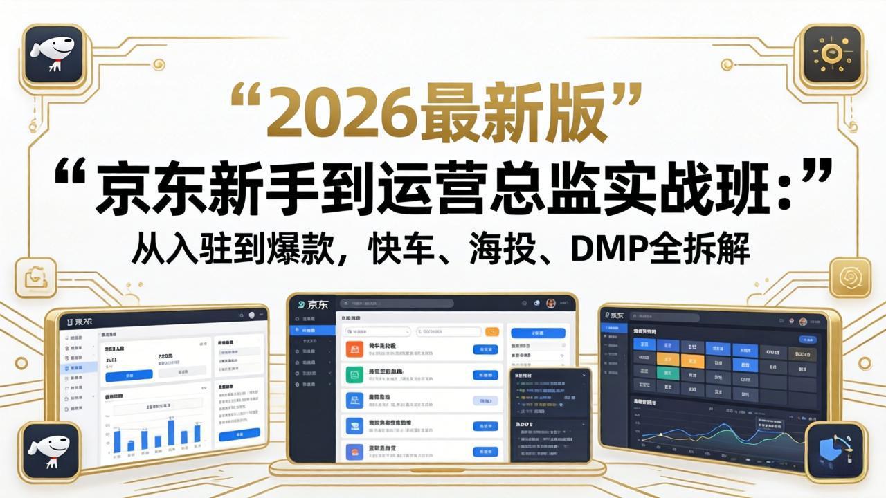 京东新手到运营总监实战班：从入驻到爆款，快车、海投、DMP全拆解，2026最新版-明楼资源站