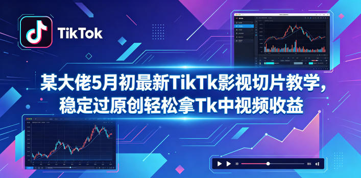 某大佬5月初最新TikTk影视切片教学，稳定过原创轻松拿Tk中视频收益-明楼资源站