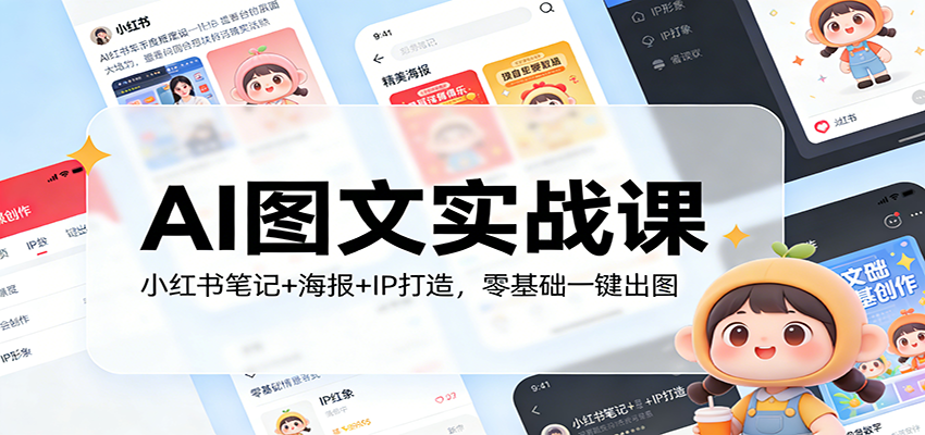 AI图文实战课：小红书笔记+海报+IP打造，零基础一键出图-明楼资源站