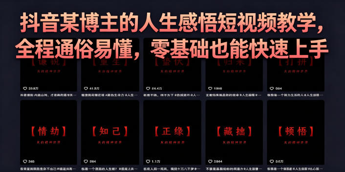 抖音某博主的灰太狼人生感悟短视频教学，全程通俗易懂，零基础也能快速上手-明楼资源站