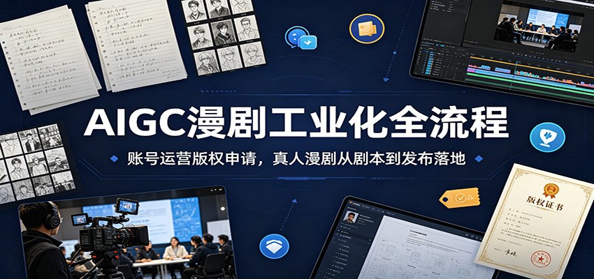 AIGC漫剧工业化全流程：账号运营版权申请，真人漫剧从剧本到发布落地-明楼资源站