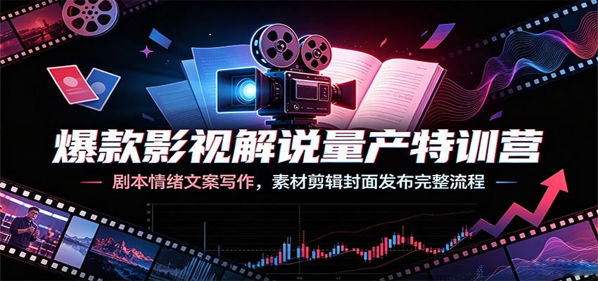爆款影视解说量产特训营：剧本情绪文案写作，素材剪辑封面发布完整流程-明楼资源站