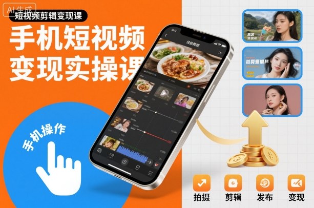 手机短视频变现实操课，短视频剪辑变现课-明楼资源站