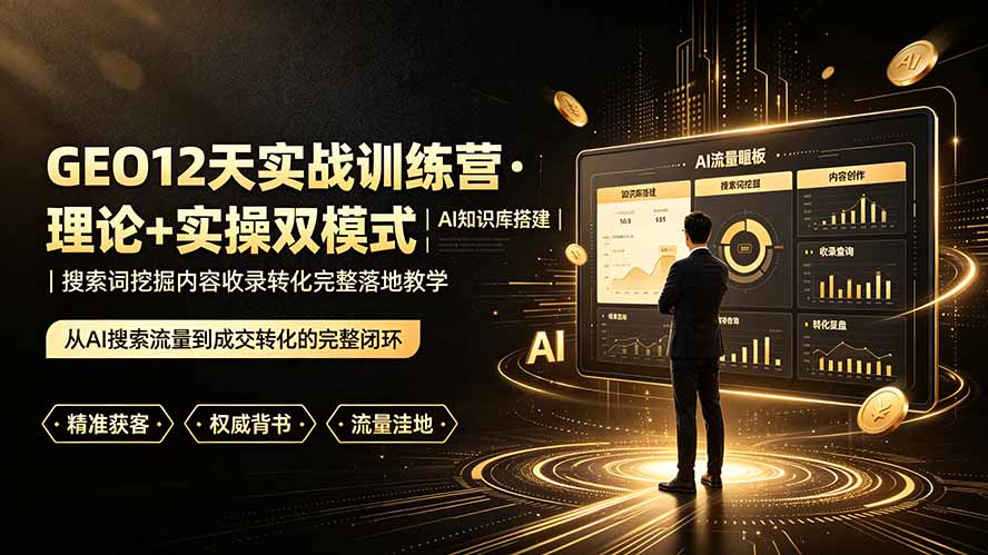 GEO12天实战训练营·理论+实操双模式｜AI知识库搭建｜搜索词挖掘内容收录转化完整落地教学-明楼资源站