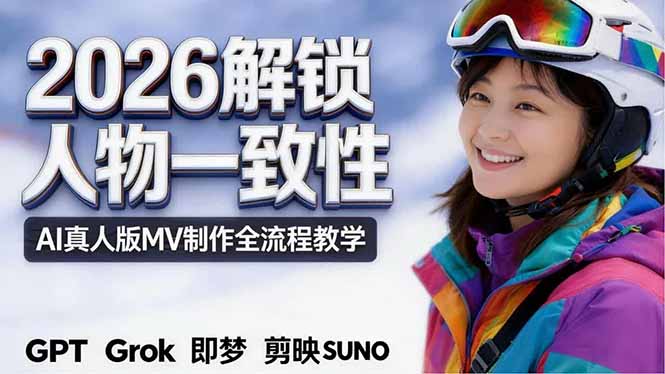 2026独创解锁人物一致性：AI真人版MV制作，不讲空话，不拼概念，全流程实操-明楼资源站
