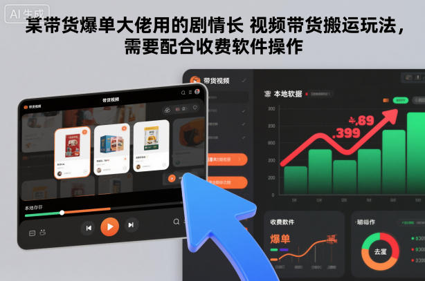 某带货爆单大佬用的剧情长视频带货搬运玩法，需要配合收费软件操作-明楼资源站