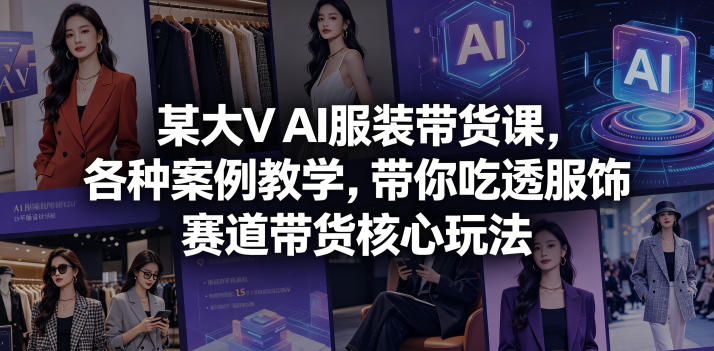 某大V AI服装带货课，各种案例教学，带你吃透服饰赛道带货核心玩法-明楼资源站