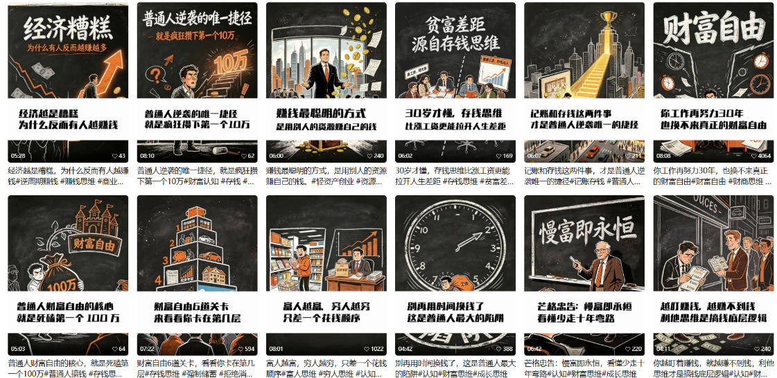【AI书单】财富书籍图文解读玩法，一键直出，几十条视频，跑出1000单，全流程拆解，新手也可以上手-明楼资源站