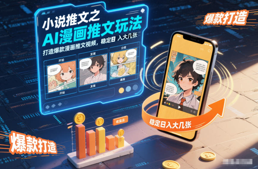 小说推文之AI漫画推文玩法，打造爆款漫画推文视频，稳定日入大几张-明楼资源站