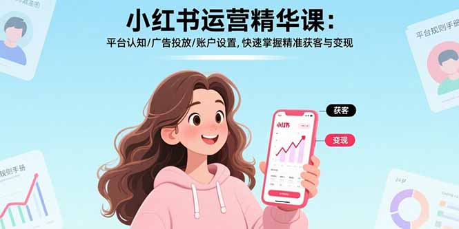 小红书运营精华课-更新：平台认知/广告投放/账户设置,快速掌握精准获客与变现-明楼资源站